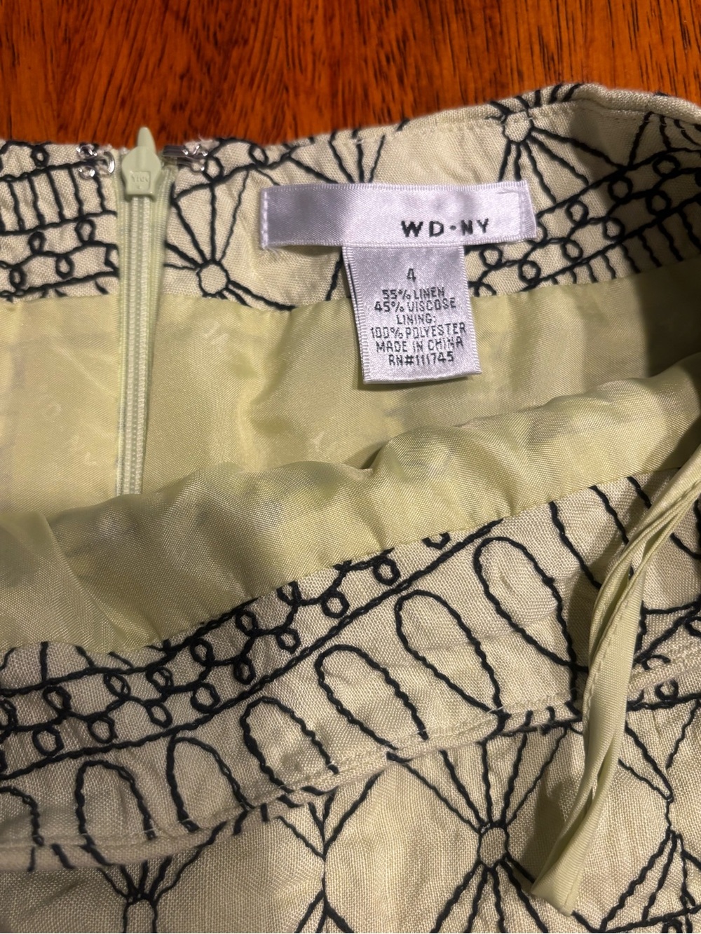 Green and Black embroidered skirt.  A line - Picture 3 of 5